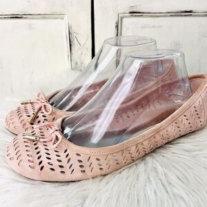 Lauren Raloh Lauren Abbie Pink Laser Cut Slip on Ballet Flats - Womens Size 9B